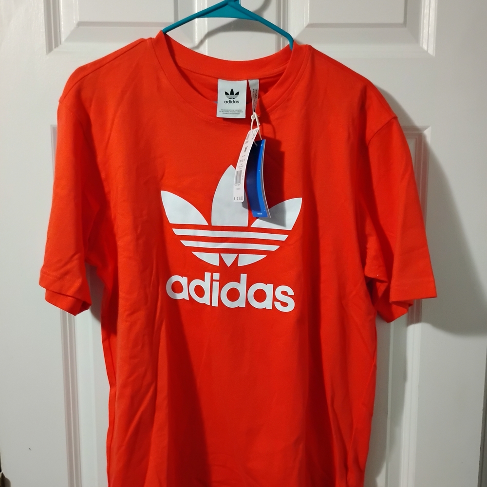 Adidas Vibrant Red Tee with White Logo
